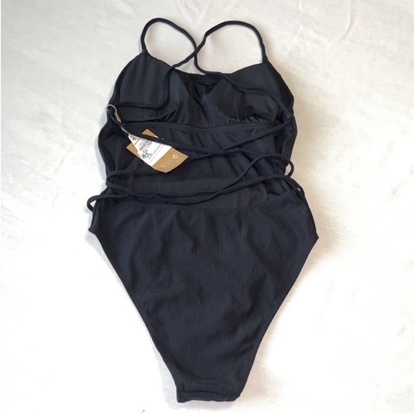 BERLOOK Backless Tie One-Piece Swimsuit Black Sz M - Picture 3 of 12